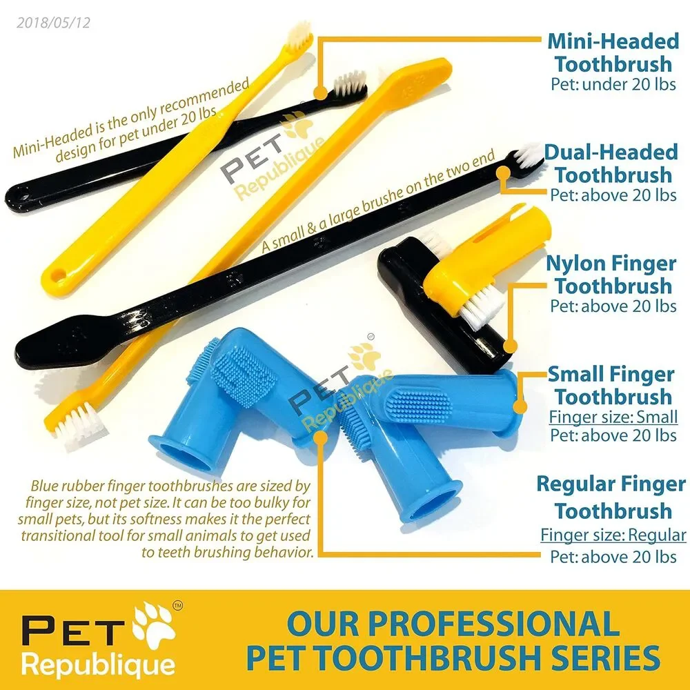 Pet Republique Dog & Cat Finger Toothbrush 6‑Count Soft Silicone Brushes